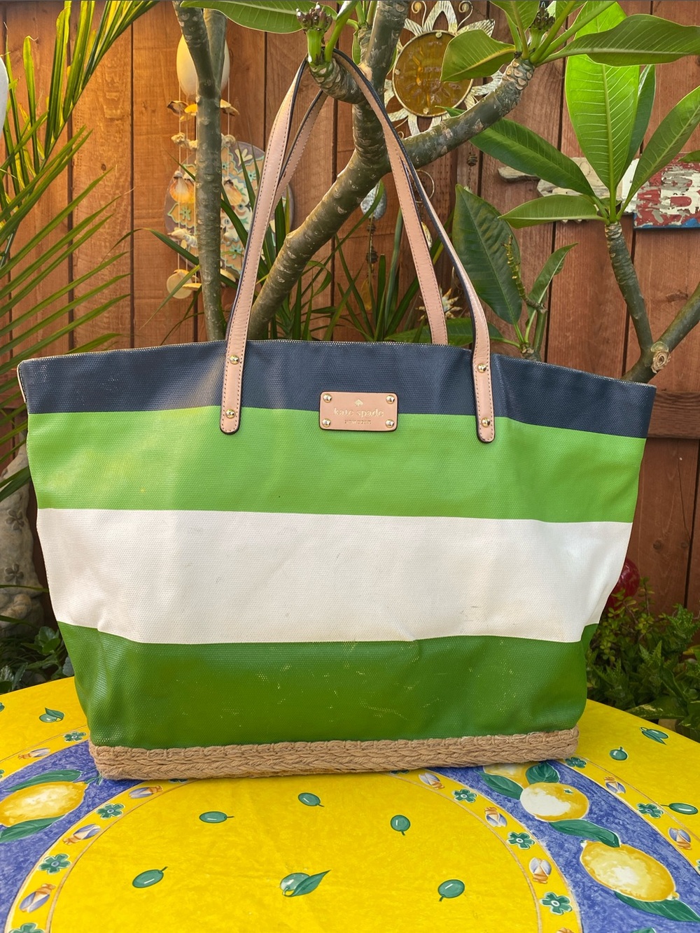 KATE SPADE New York Cabana Stripe Raelin Tote/Harmony Cabana Stripe Large!
